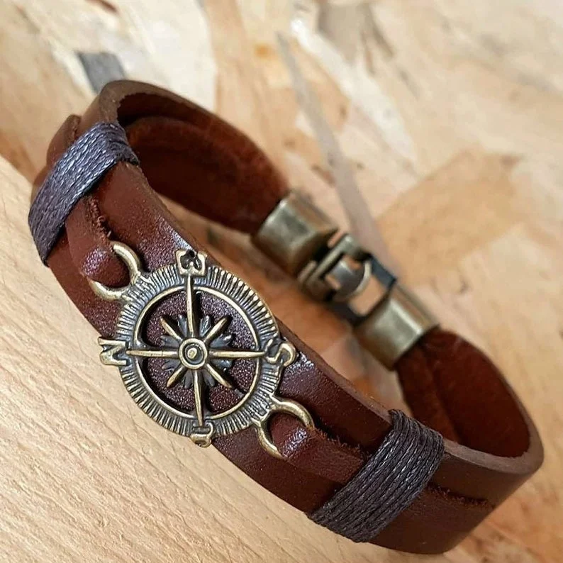 Leather Mens Jewelry for Man Marine Navy Accessory Father's Day Gift — 2