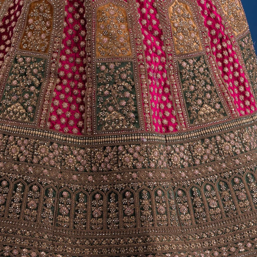 Maroon Zariwork Velvet Readymade Lehenga — 2