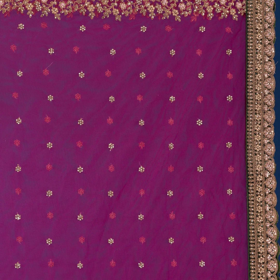 Maroon Zariwork Velvet Readymade Lehenga — 3