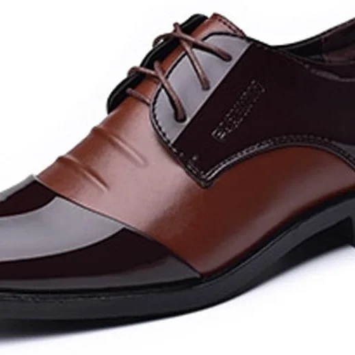 Brown leather lace-up party wear shoes — 3