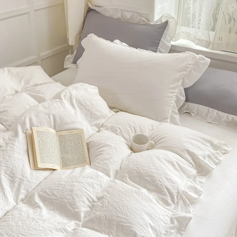 Soft Crumpled Ruffle Bedding Single Set 