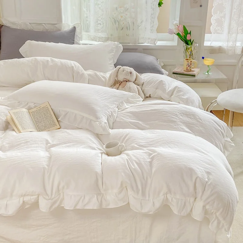 Soft Crumpled Ruffle Bedding Single Set  — 2