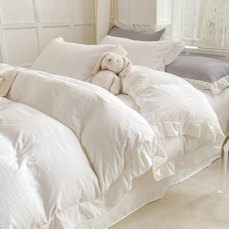 Soft Crumpled Ruffle Bedding Single Set  — 3