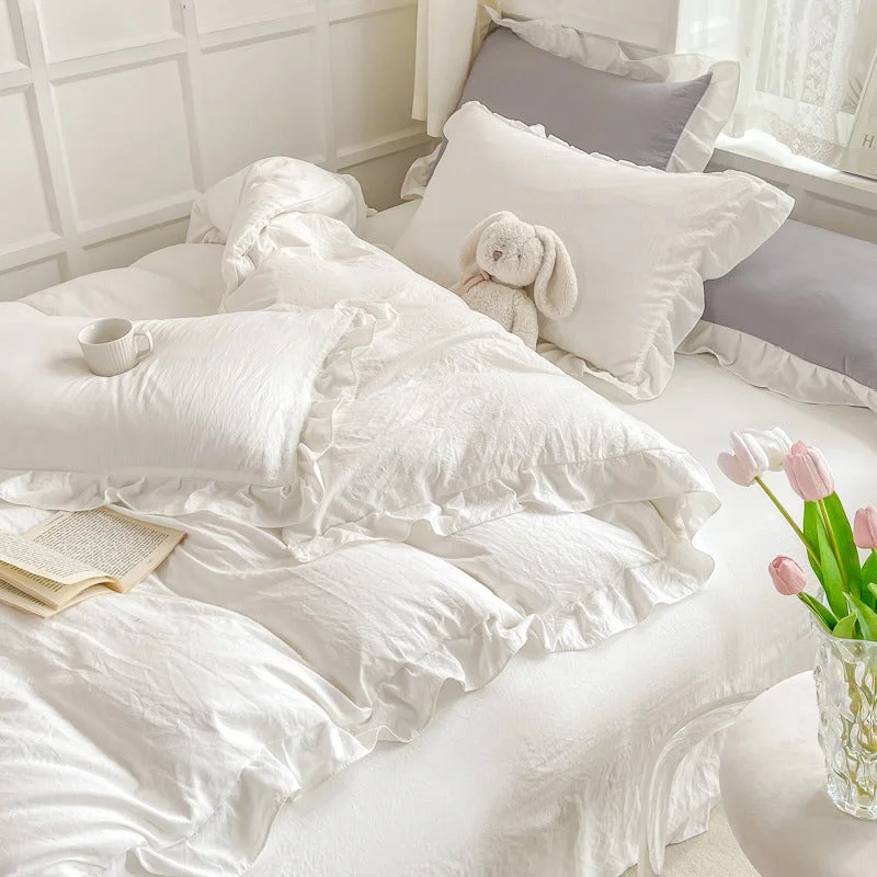 Soft Crumpled Ruffle Bedding Single Set  — 4