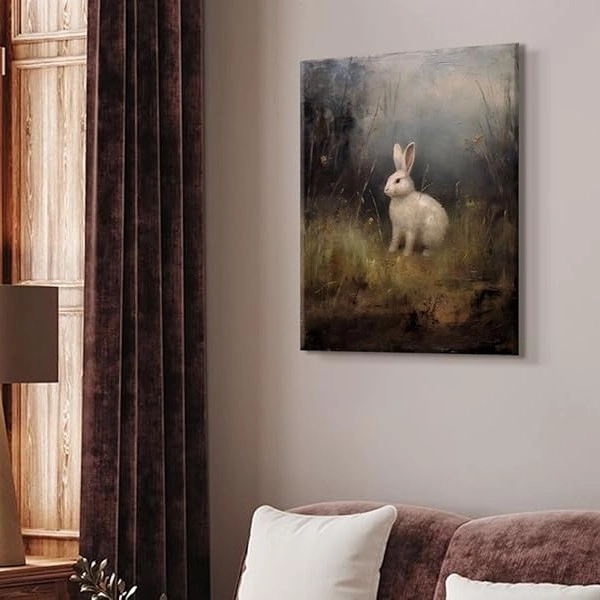 HDXUFJQ Bunny Canvas Wall Art Vintage Woodland Animal Wall Decor  — 3