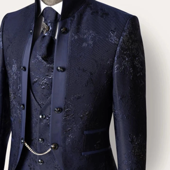 Stylish mens 3 piece blue nehru suit — 2