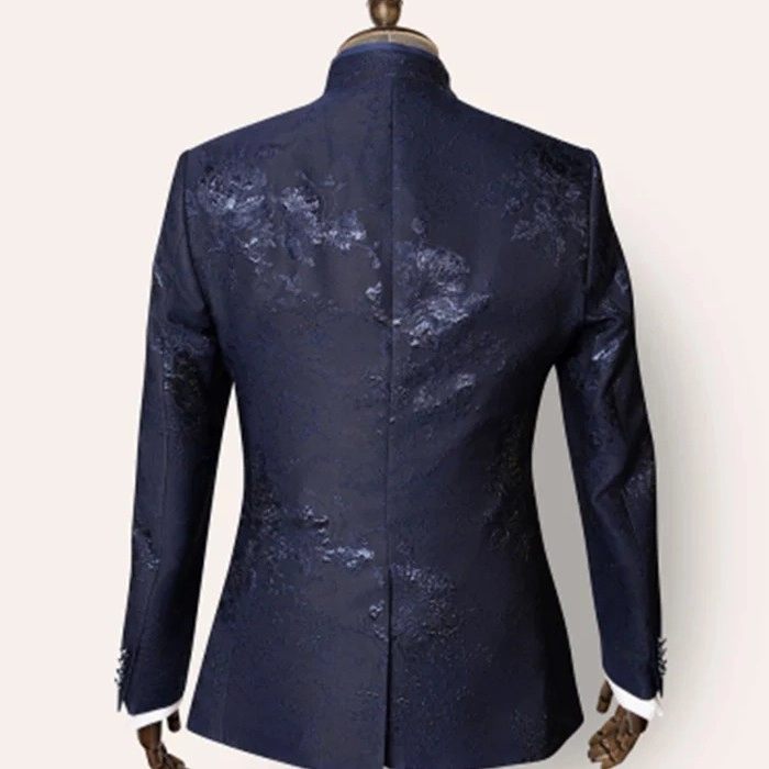 Stylish mens 3 piece blue nehru suit — 4