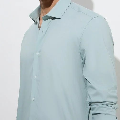 Formals light teal ultra slim-fit cotton-blend shirt — 3