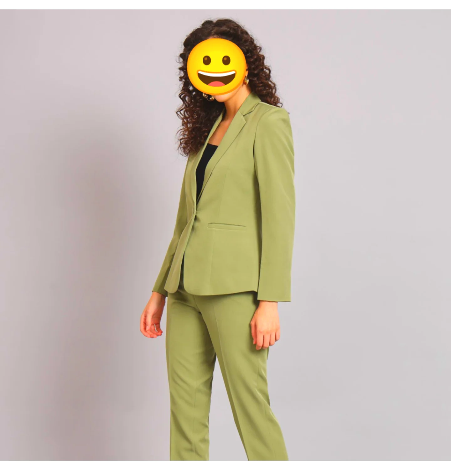 Notch Collar Stretch Pant Suit Olive