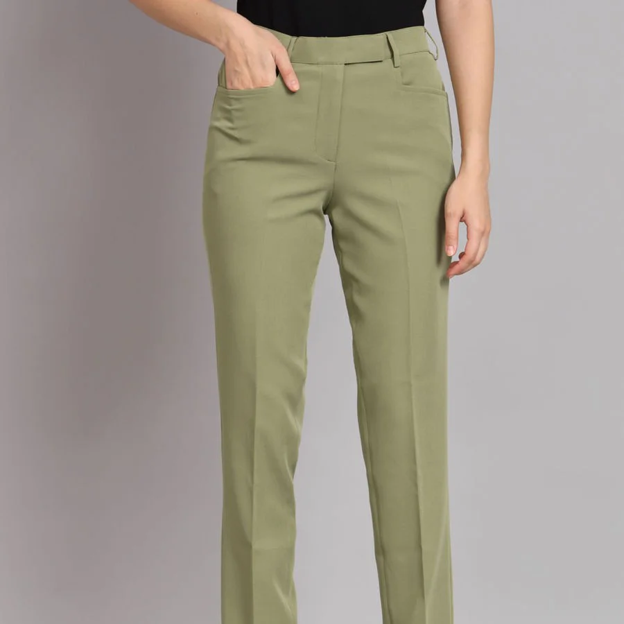 Notch Collar Stretch Pant Suit Olive — 3