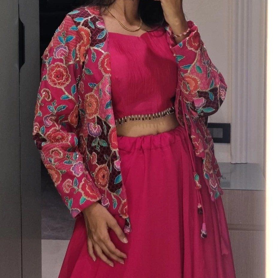 Rani Pink with Multicolor Jacket  — 3