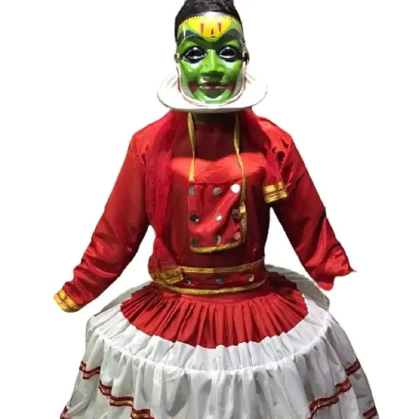 Kathakali Indian Classical Dance Costume With Face Mask Dress