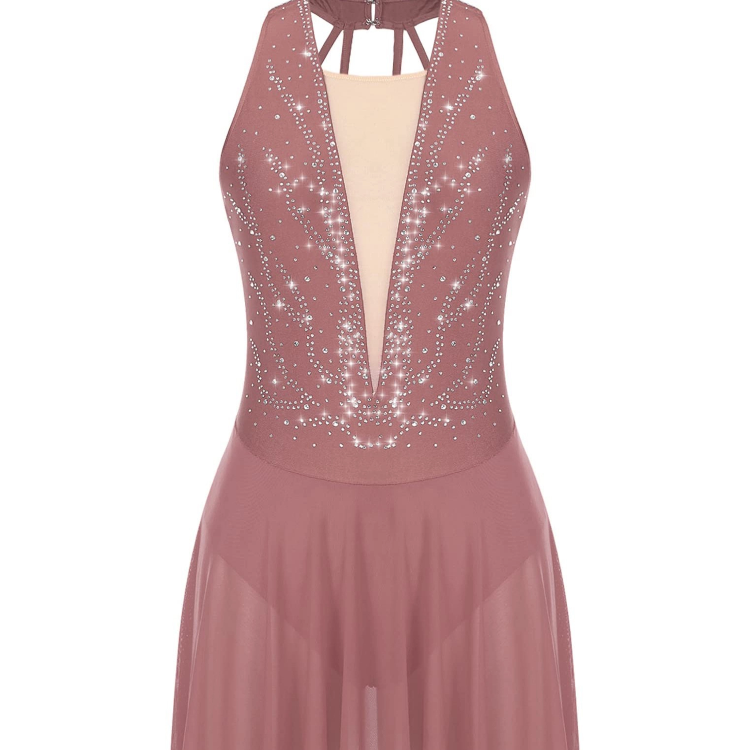 Lyrical Ballet Dance Dress Costume Halter Neck Cutout