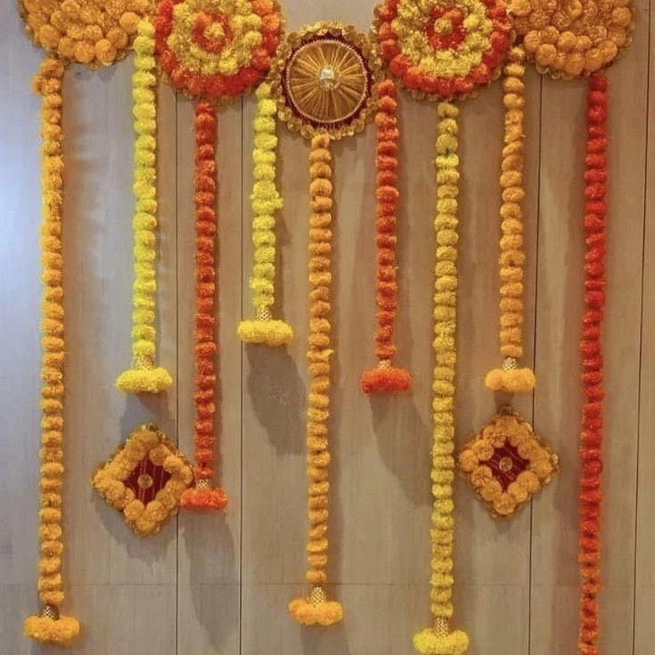 Traditional marigold flower wall decoration