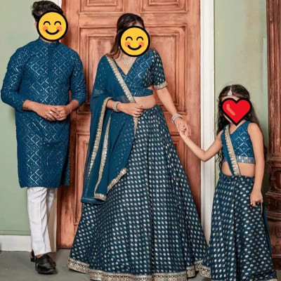 coordinated floral print Indian ethnic wear