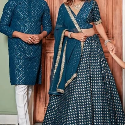 coordinated floral print Indian ethnic wear  — 3