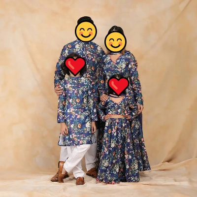 coordinated floral print Indian ethnic wear