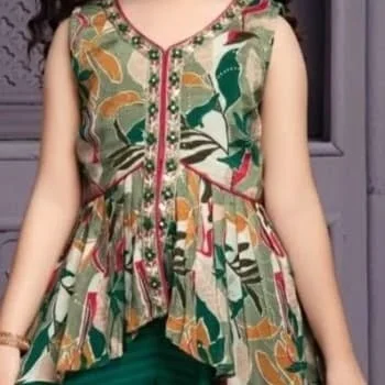 Stylish kids’ peplum top with palazzo set