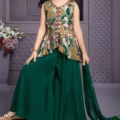 Stylish kids’ peplum top with palazzo set — 3