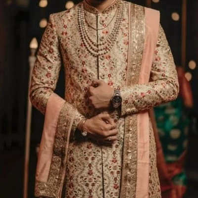 Traditional Indian groom’s sherwani outfit