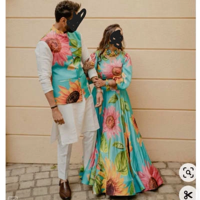 coordinated outfits with matching turquoise