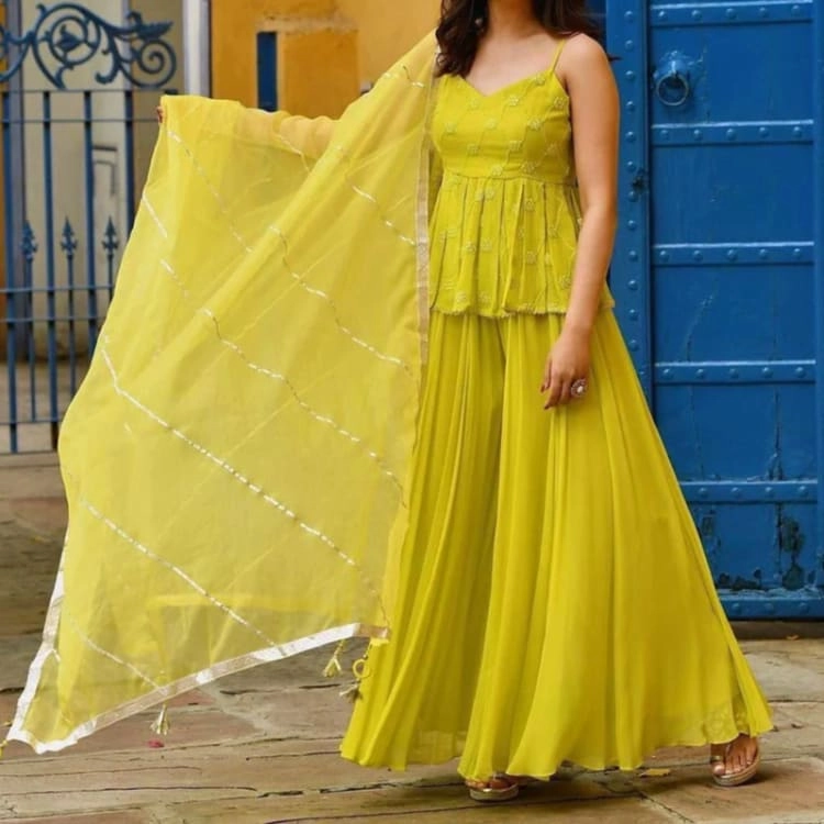 Radiant yellow sharara set — 2