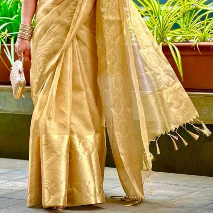 Golden silk saree — 3
