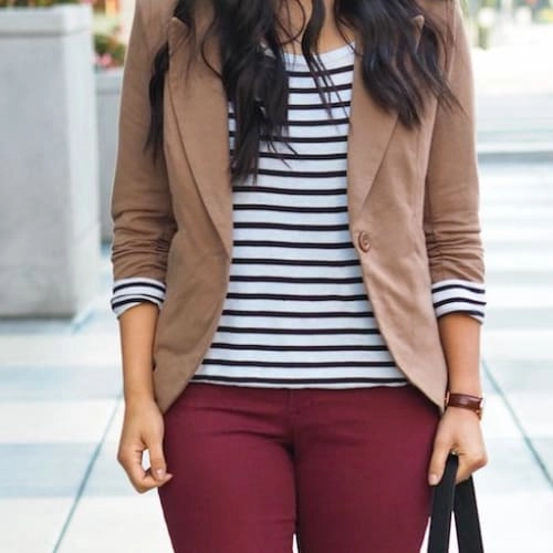 light brown fitted blazer — 2