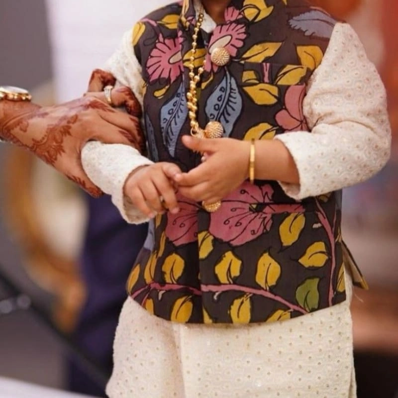 Kids Floral Jacket Kurta Set