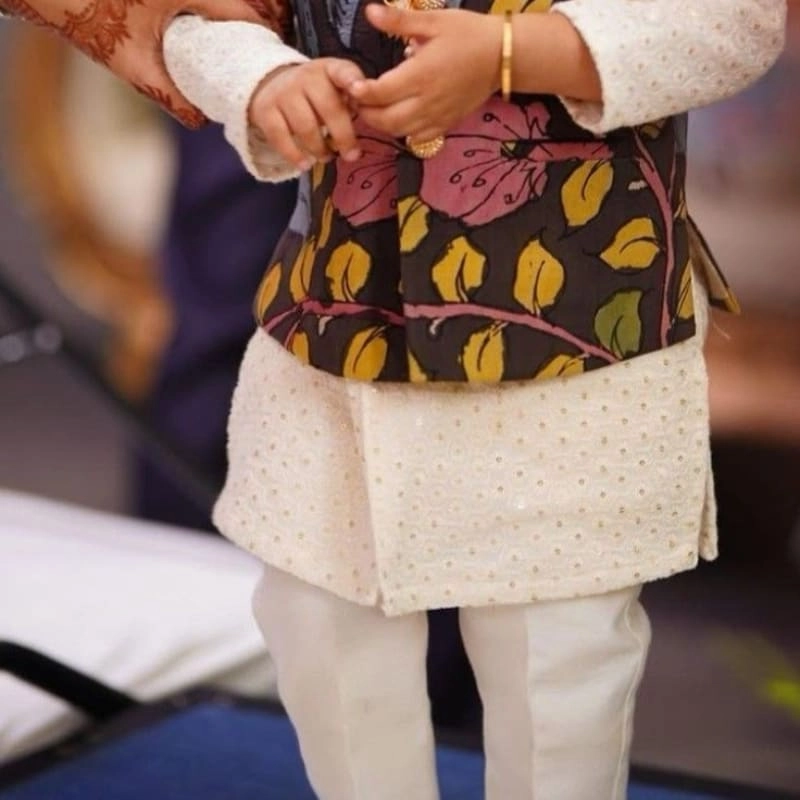 Kids Floral Jacket Kurta Set — 2