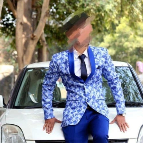 Men’s Blue Floral Print Blazer Suit