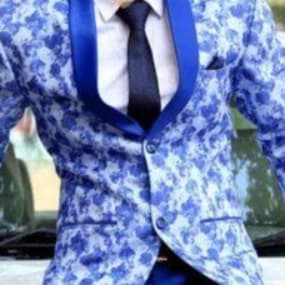 Men’s Blue Floral Print Blazer Suit — 2