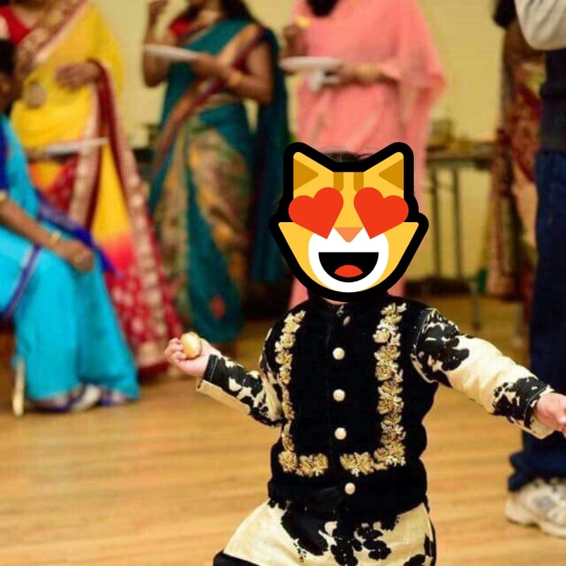 Kids Black and Cream Embroidered Sherwani Set