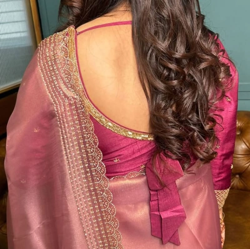 Elegant Purple Silk Saree with Embroidered Blouse — 2