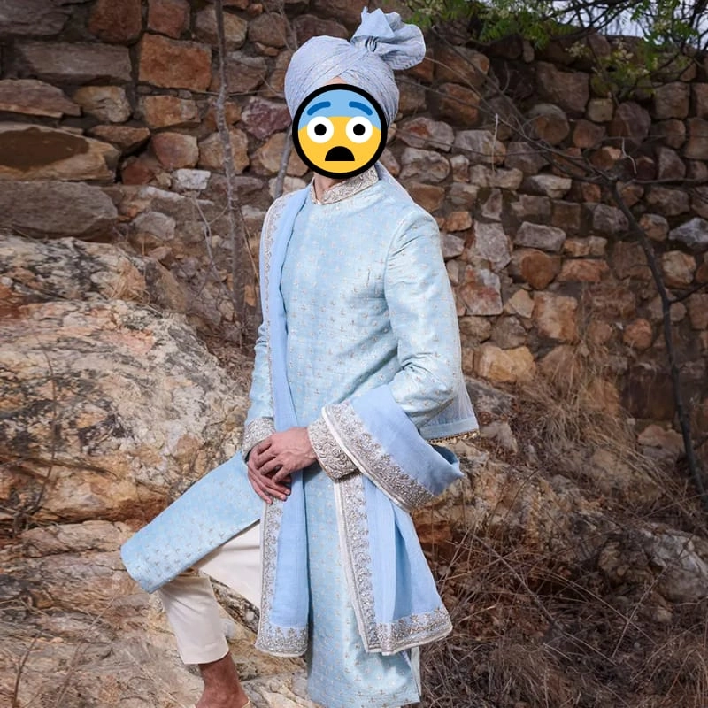 pastel blue sherwani