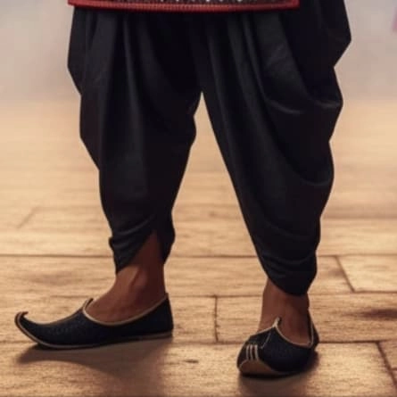 red mirror-work kurta with dhoti — 3