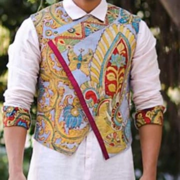 fusion ethnic wear look with Kalamkari jacket — 2