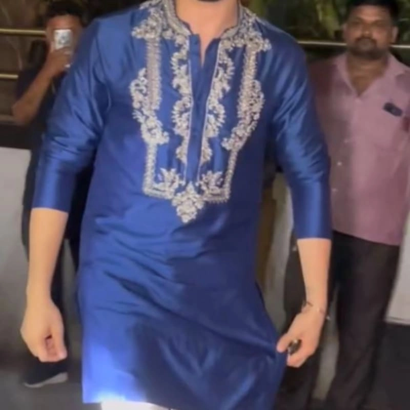 Silk Embroidered Kurta with Churidar Pants