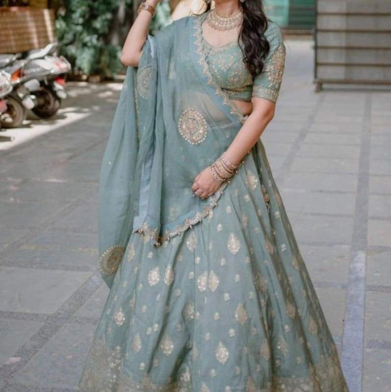 beautiful pastel green lehenga choli with dupatta