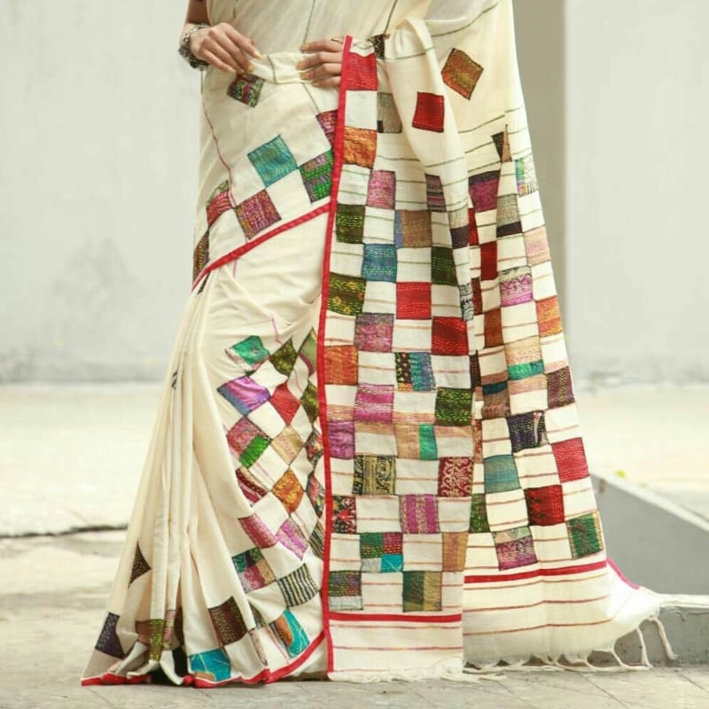 unique patchwork design Saree — 2