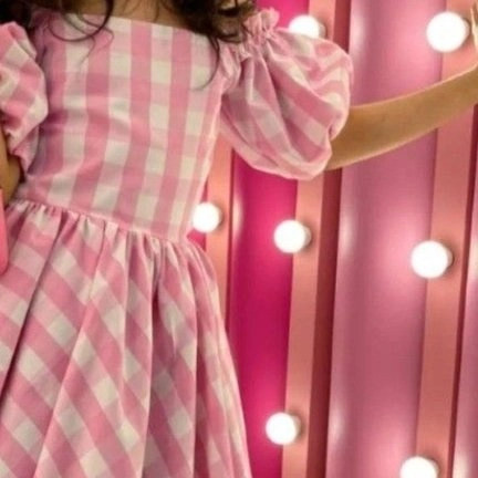 pink and white gingham check dress — 2