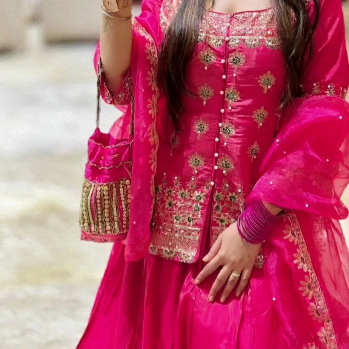 gorgeous hot pink/magenta Anarkali suit