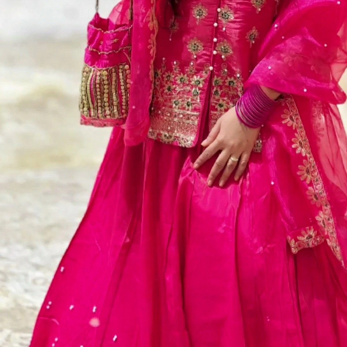 gorgeous hot pink/magenta Anarkali suit — 2