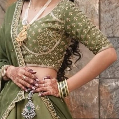 Green color lengha choli — 2