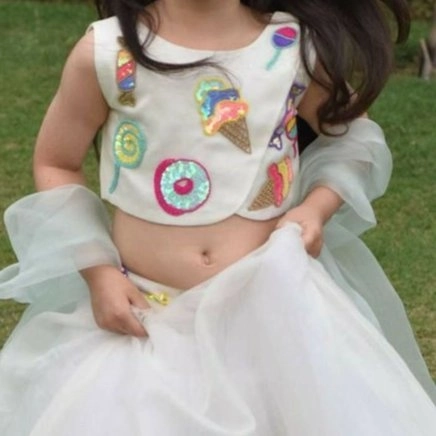 white lehenga set for little girl — 2