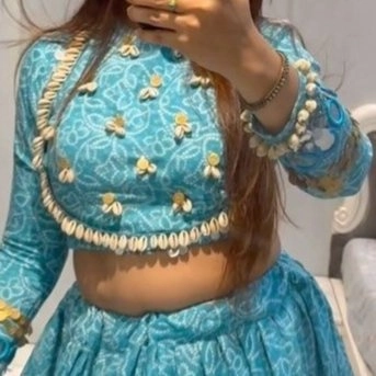 turquoise blue traditional lehenga set — 3