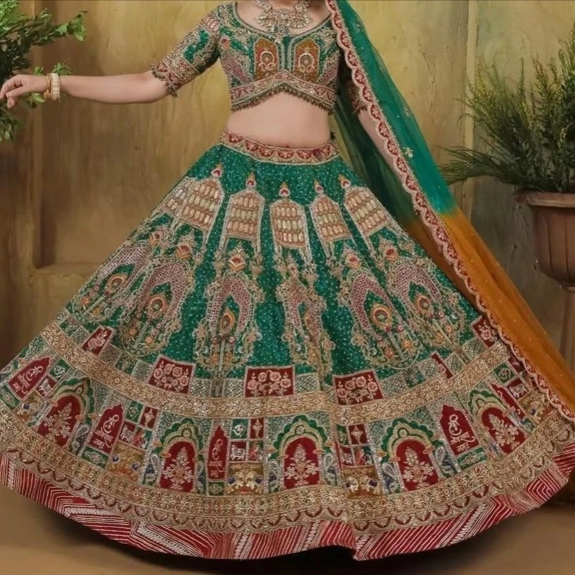 green colour bride lehengha