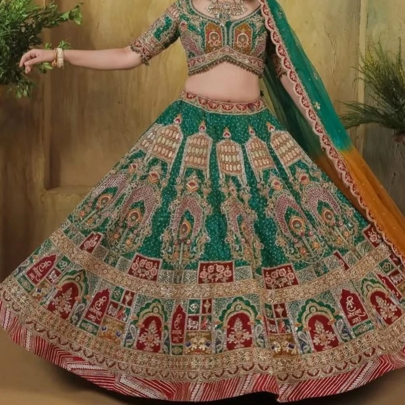 green colour bride lehengha — 2