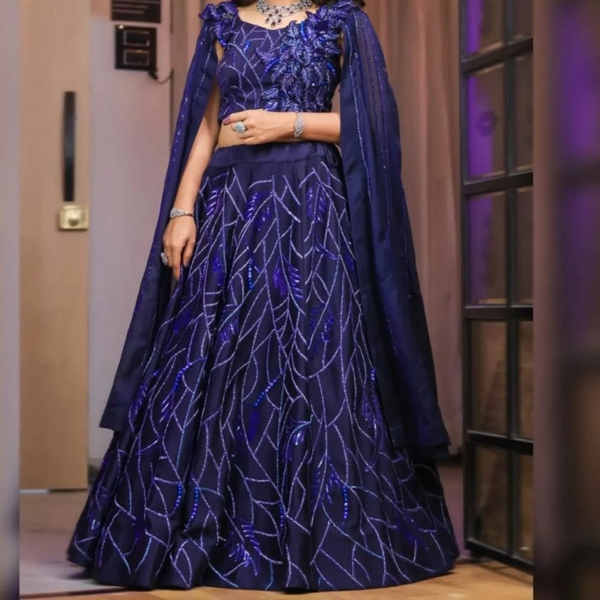 navy blue party were chaniya choli