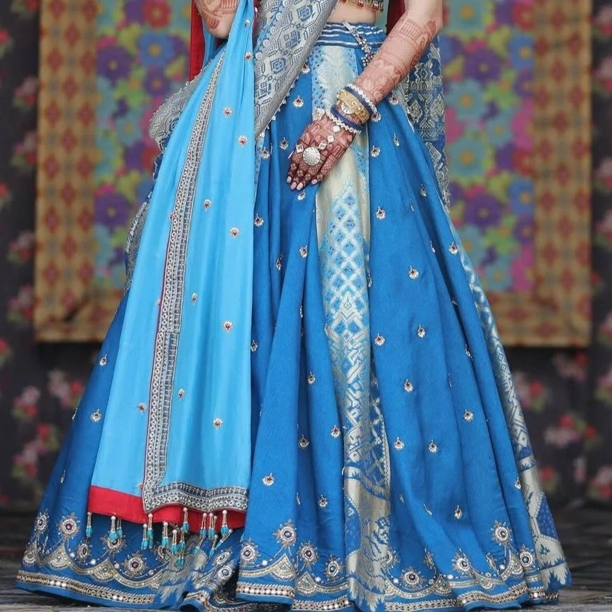 blue bridal lehenga choli — 2